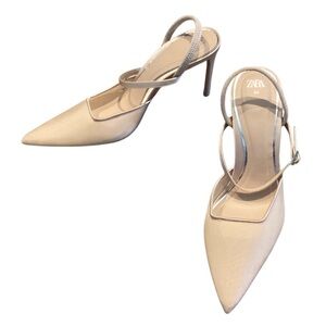 Zara Slingback Pointed Toe Strappy High Heels 40/9.5